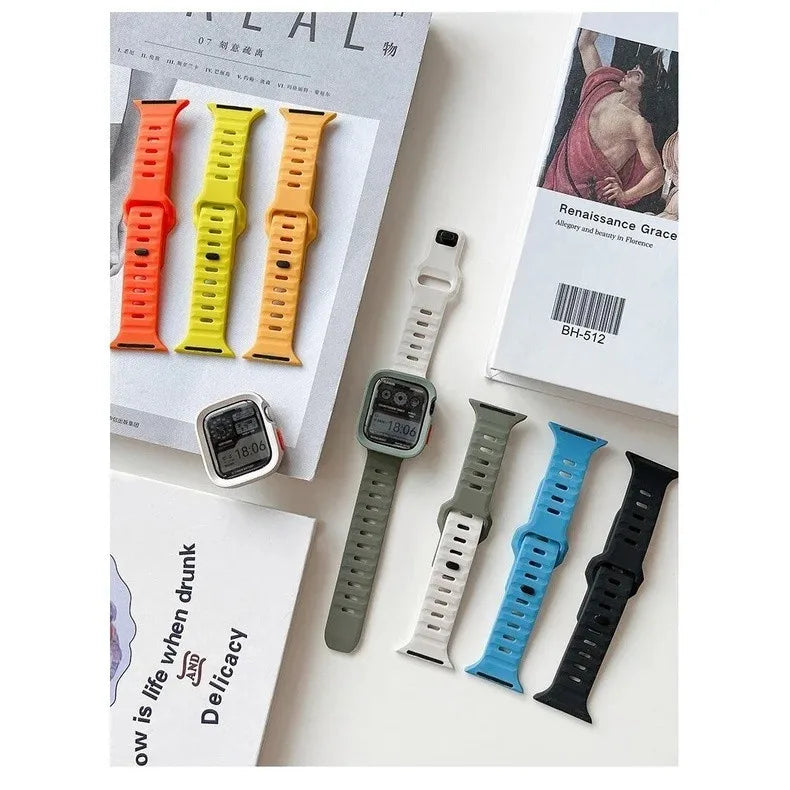 ⌚ Case + Strap Silicone Protective Cover 🔥 For Apple Watch Ultra 2/Ultra/Series 10–2 | Shockproof & Comfortable ⏳