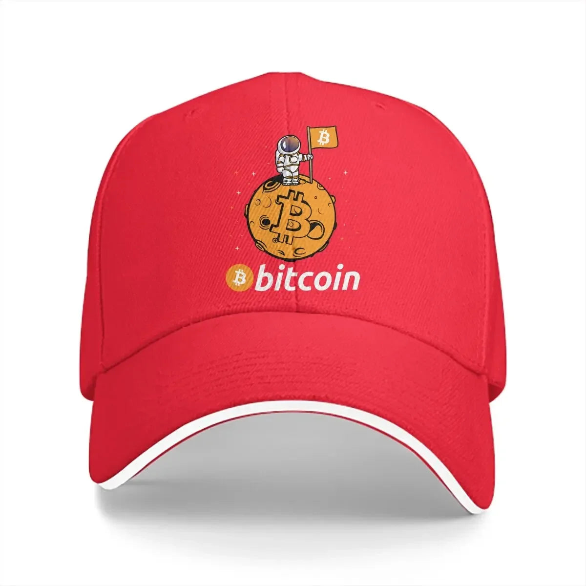 When Moon Space Astronaut Bitcoin Cap | Unisex Funny Crypto Baseball Hat with Sun Shade for Men & Women