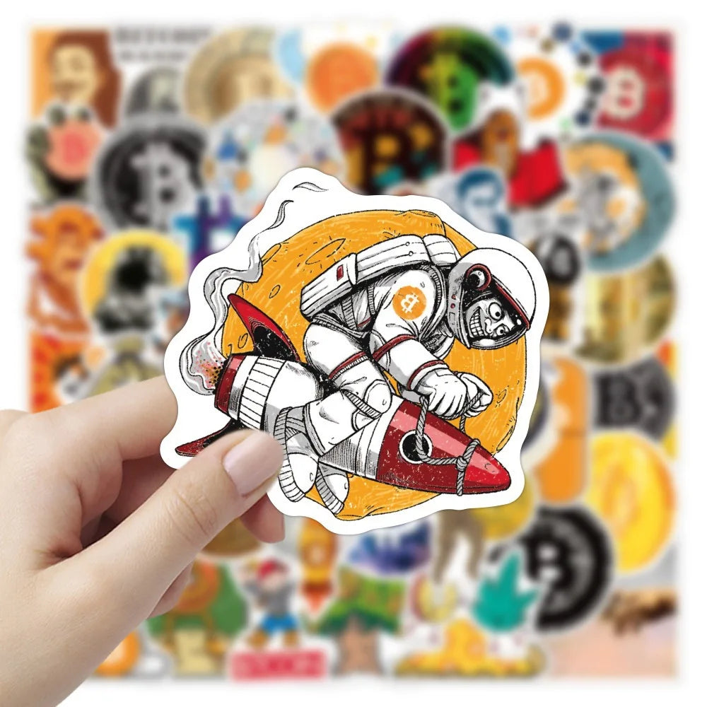 π° 10/30/50PCS Bitcoin BTC Stickers π₯ Crypto Graffiti Decals for Luggage, Guitar, Skateboard & More β³ Waterproof Vinyl