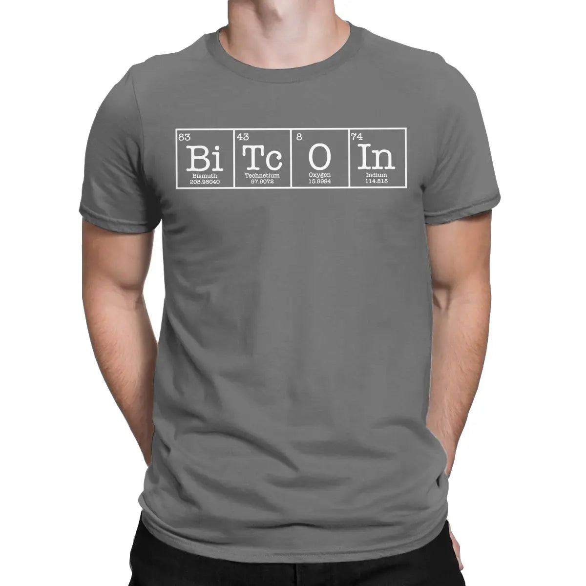 ⚡ Bitcoin Periodic Table Tee – Premium Cotton Crypto T-Shirt for Men | Short Sleeve Round Neck