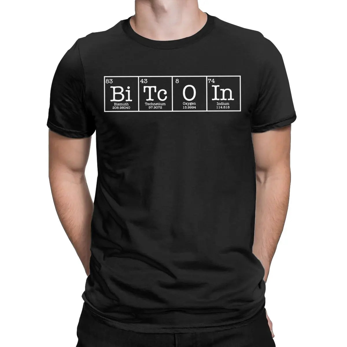 ⚡ Bitcoin Periodic Table Tee – Premium Cotton Crypto T-Shirt for Men | Short Sleeve Round Neck