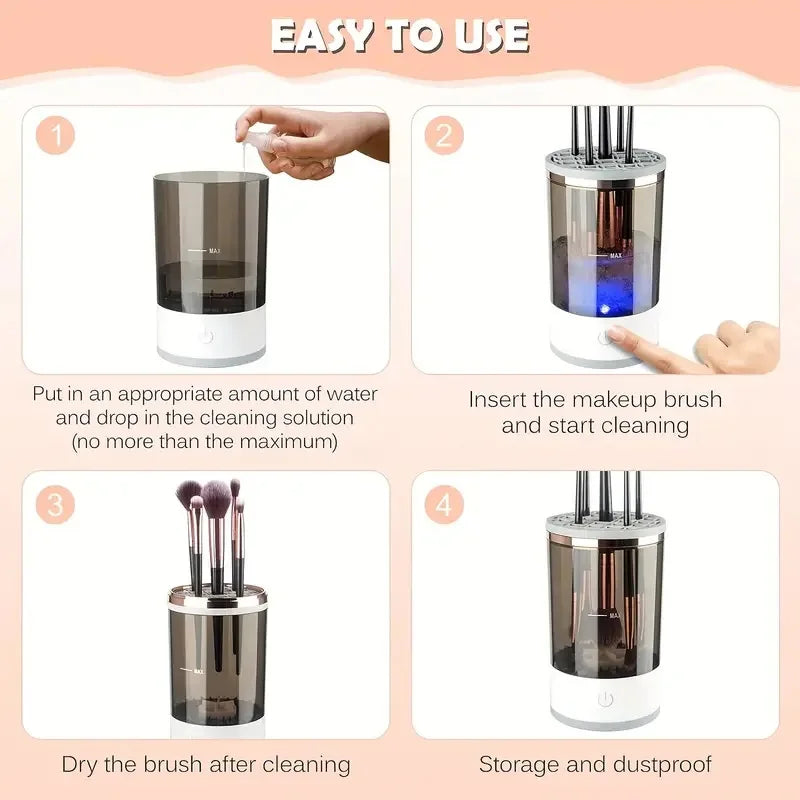 π USB Electric Makeup Brush Cleaner β Portable Quick Cleaning Machine with Rubber Brush Collars