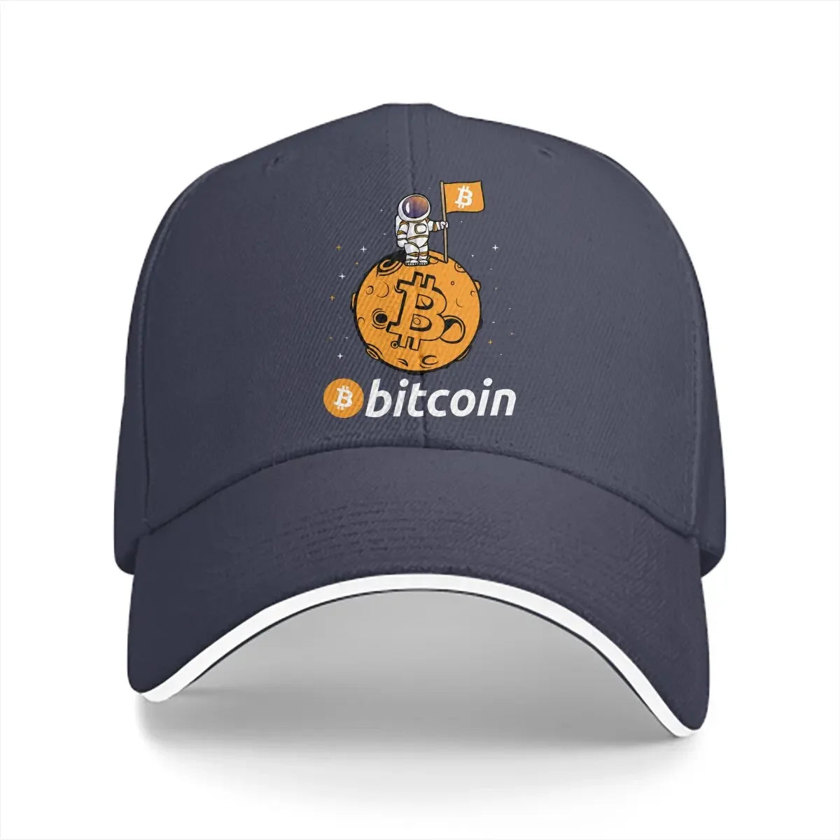 When Moon Space Astronaut Bitcoin Cap | Unisex Funny Crypto Baseball Hat with Sun Shade for Men & Women