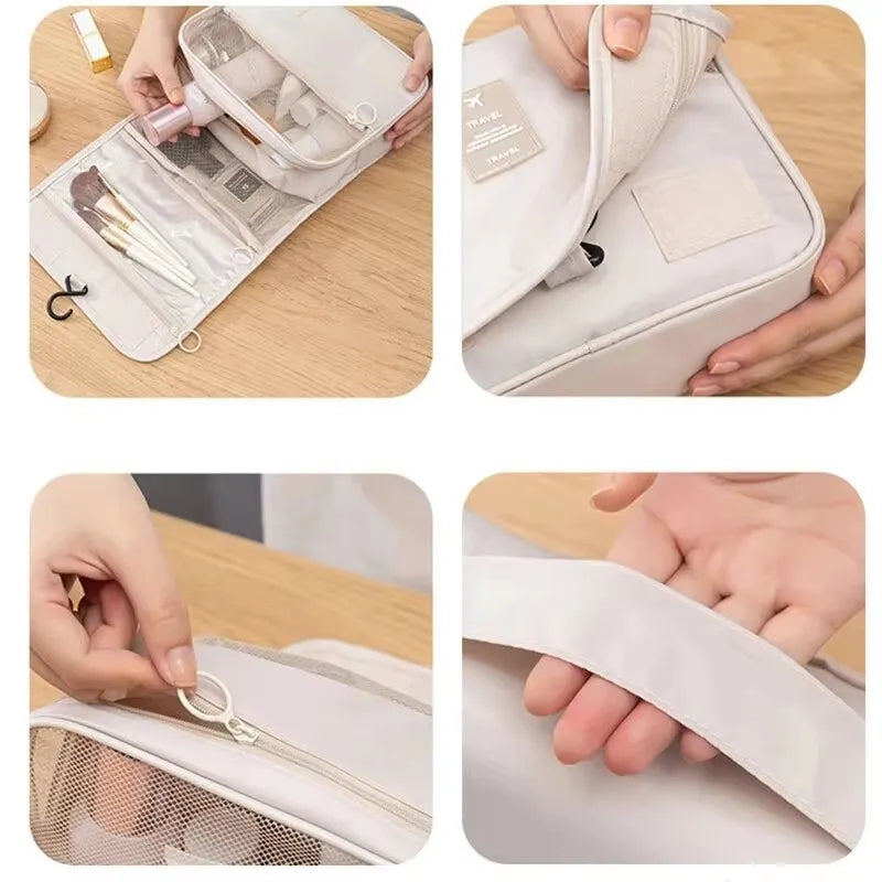 Cosmetics Storage Bag, Travel Multifunctional Makeup Bag Can Be Hung Wash Bag Large Capacity Dry Wet Separation Hand-Held Storag