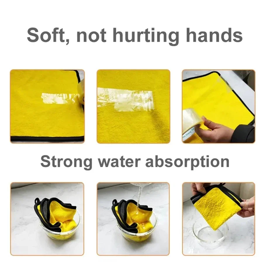 🚗 1/2/6PCS Microfiber Cleaning Towel 🔥 Car Detailing, Drying & Multi-Purpose Cloths | Yellow & Grey ⏳