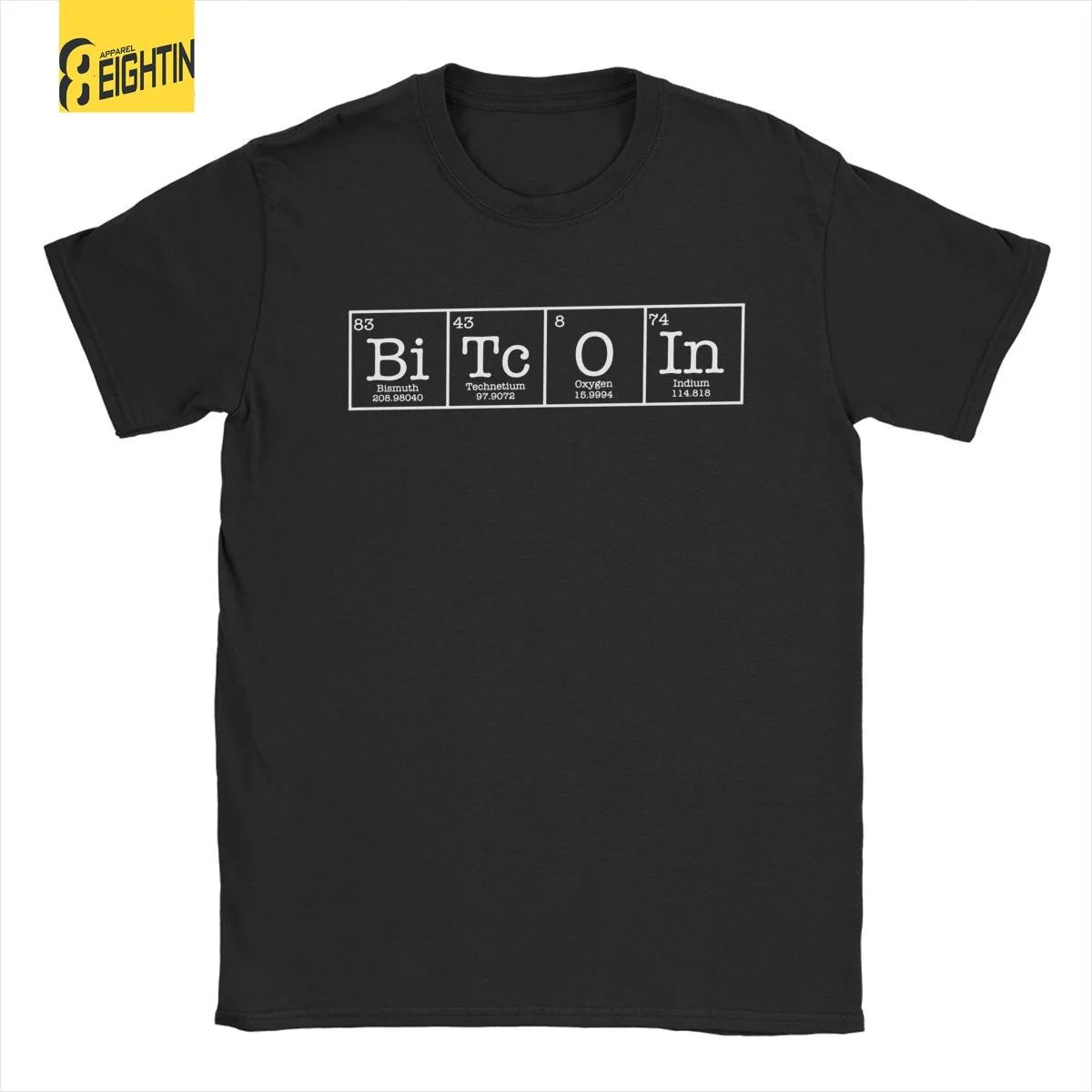 ⚡ Bitcoin Periodic Table Tee – Premium Cotton Crypto T-Shirt for Men | Short Sleeve Round Neck