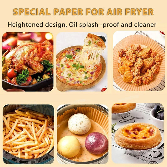 50Pcs Disposable Air Fryer Paper Oil Absorbing And Anti Oil Paper Tray Non Stick Baking Pad Large Toughness Square