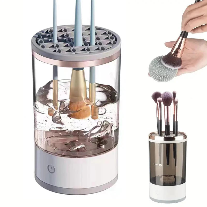 π USB Electric Makeup Brush Cleaner β Portable Quick Cleaning Machine with Rubber Brush Collars