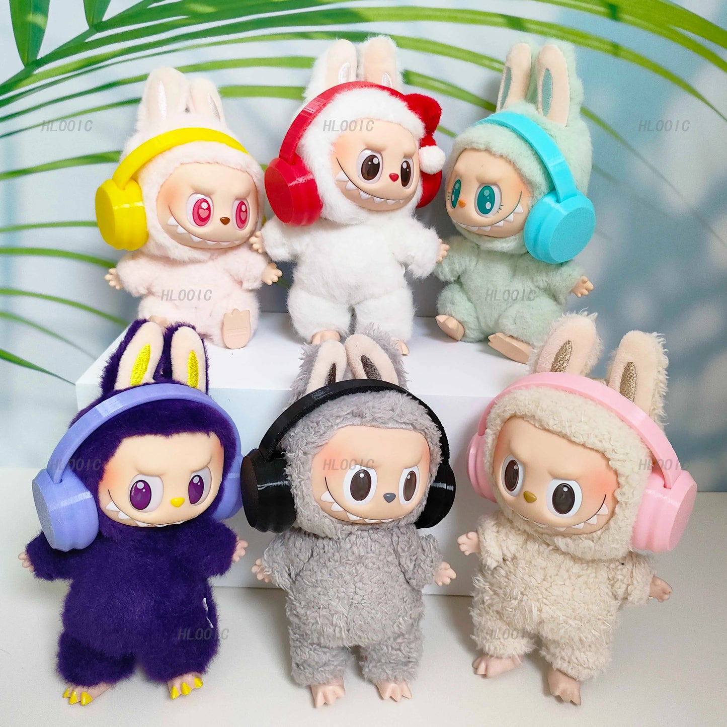 Labubu Accessories:17cm Labubu Fashion Earphone Accessories 10cm Cotton Doll Earphones Macaron Color Doll Earphones