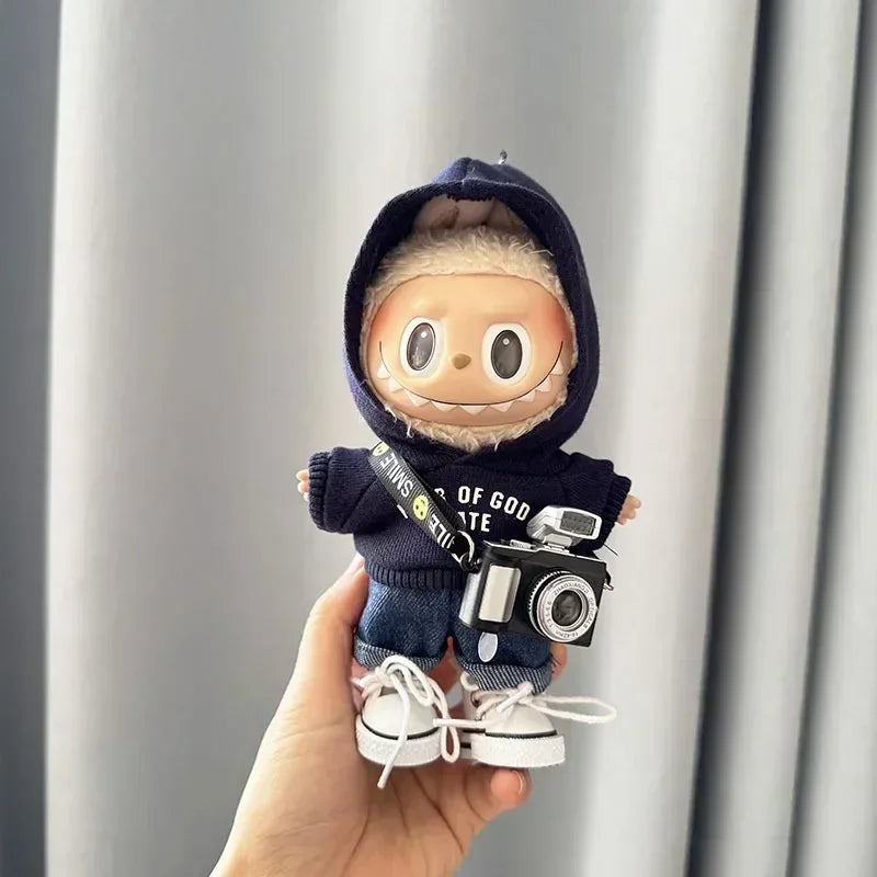 17cm Labubu Idol Doll Hoodie Outfit | Cute Mini Plush Clothes – Kpop EXO Inspired Doll Accessories & Gifts