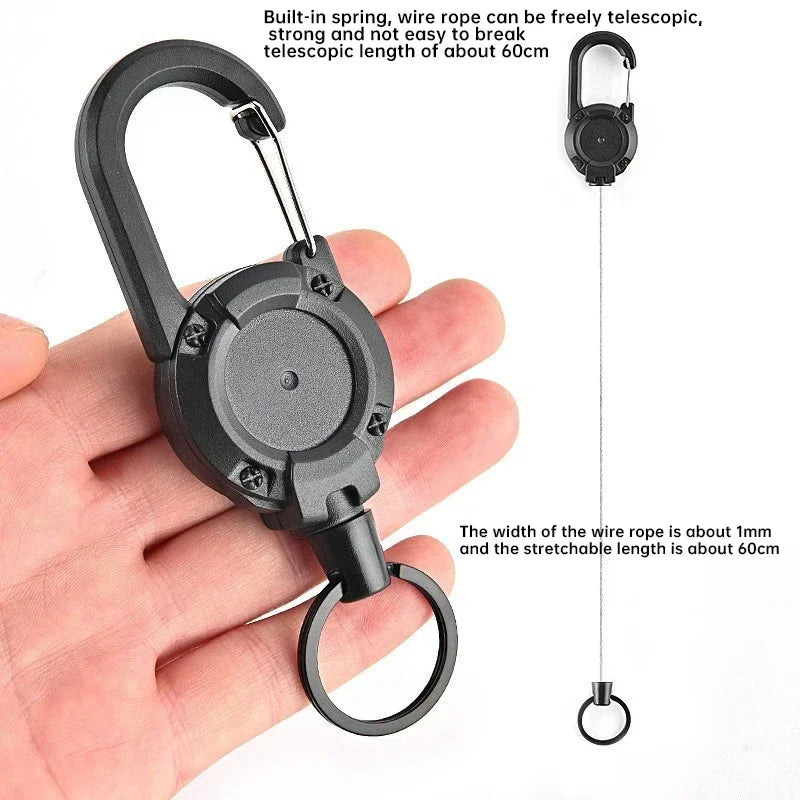 🔒 Retractable Anti-Theft Keychain – Heavy-Duty Metal with Mountaineering Clip