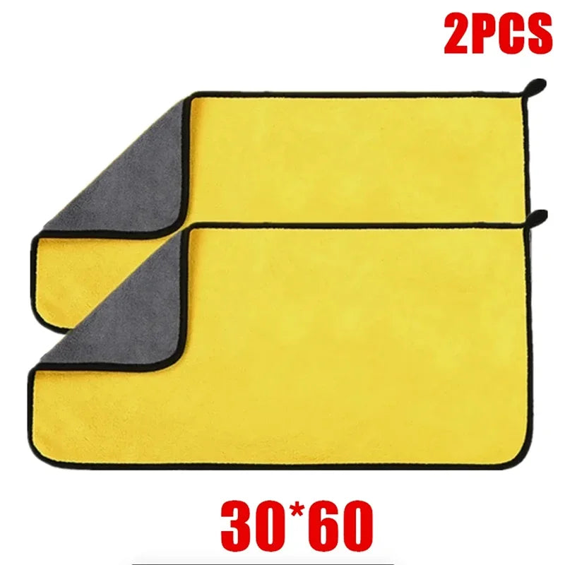 🚗 1/2/6PCS Microfiber Cleaning Towel 🔥 Car Detailing, Drying & Multi-Purpose Cloths | Yellow & Grey ⏳