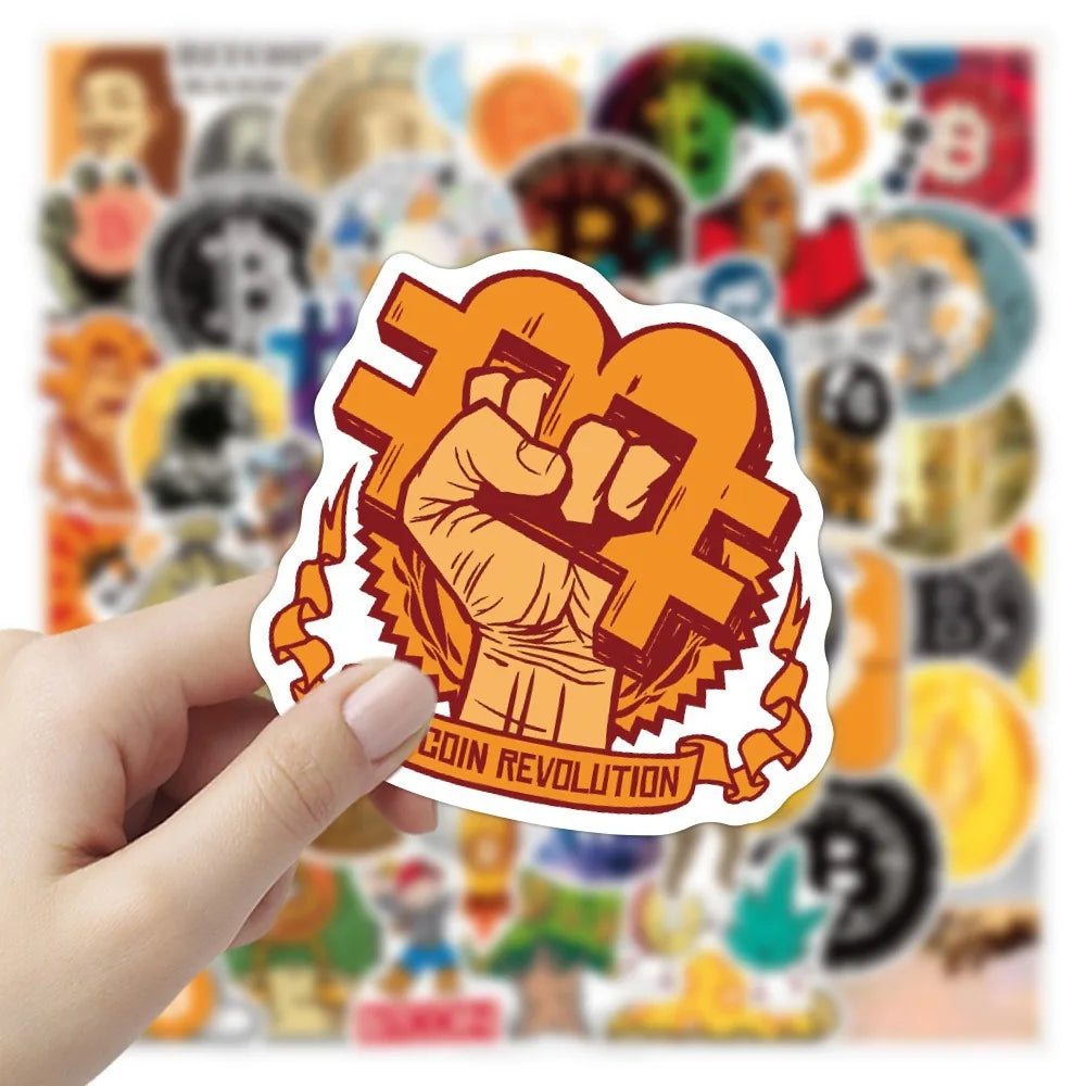 π° 10/30/50PCS Bitcoin BTC Stickers π₯ Crypto Graffiti Decals for Luggage, Guitar, Skateboard & More β³ Waterproof Vinyl