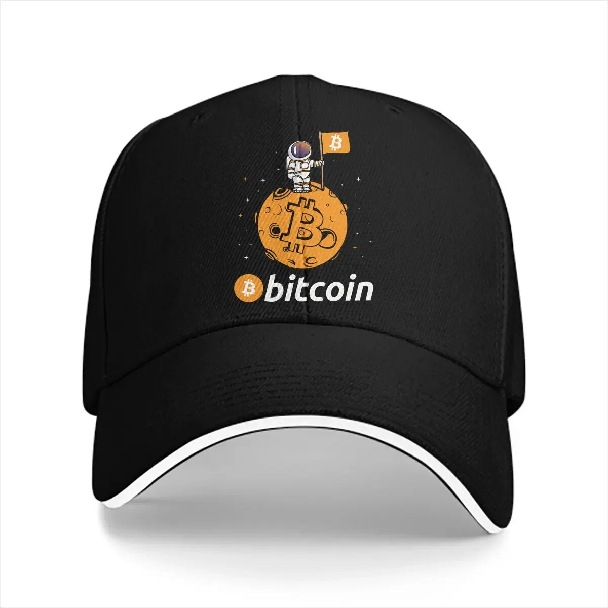 When Moon Space Astronaut Bitcoin Cap | Unisex Funny Crypto Baseball Hat with Sun Shade for Men & Women