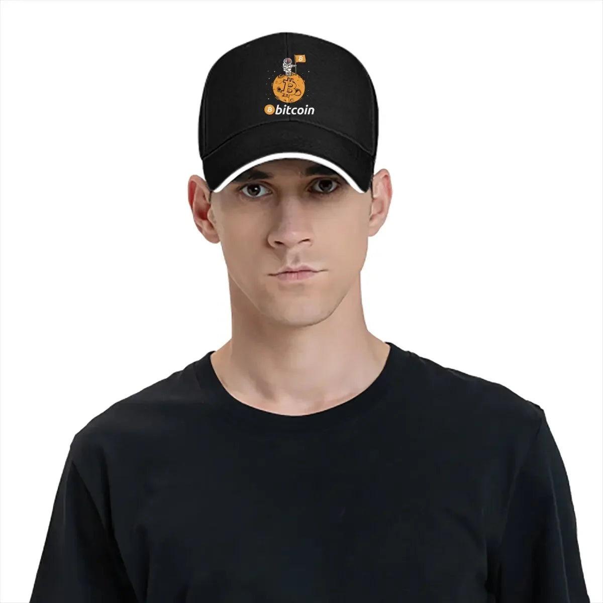 When Moon Space Astronaut Bitcoin Cap | Unisex Funny Crypto Baseball Hat with Sun Shade for Men & Women