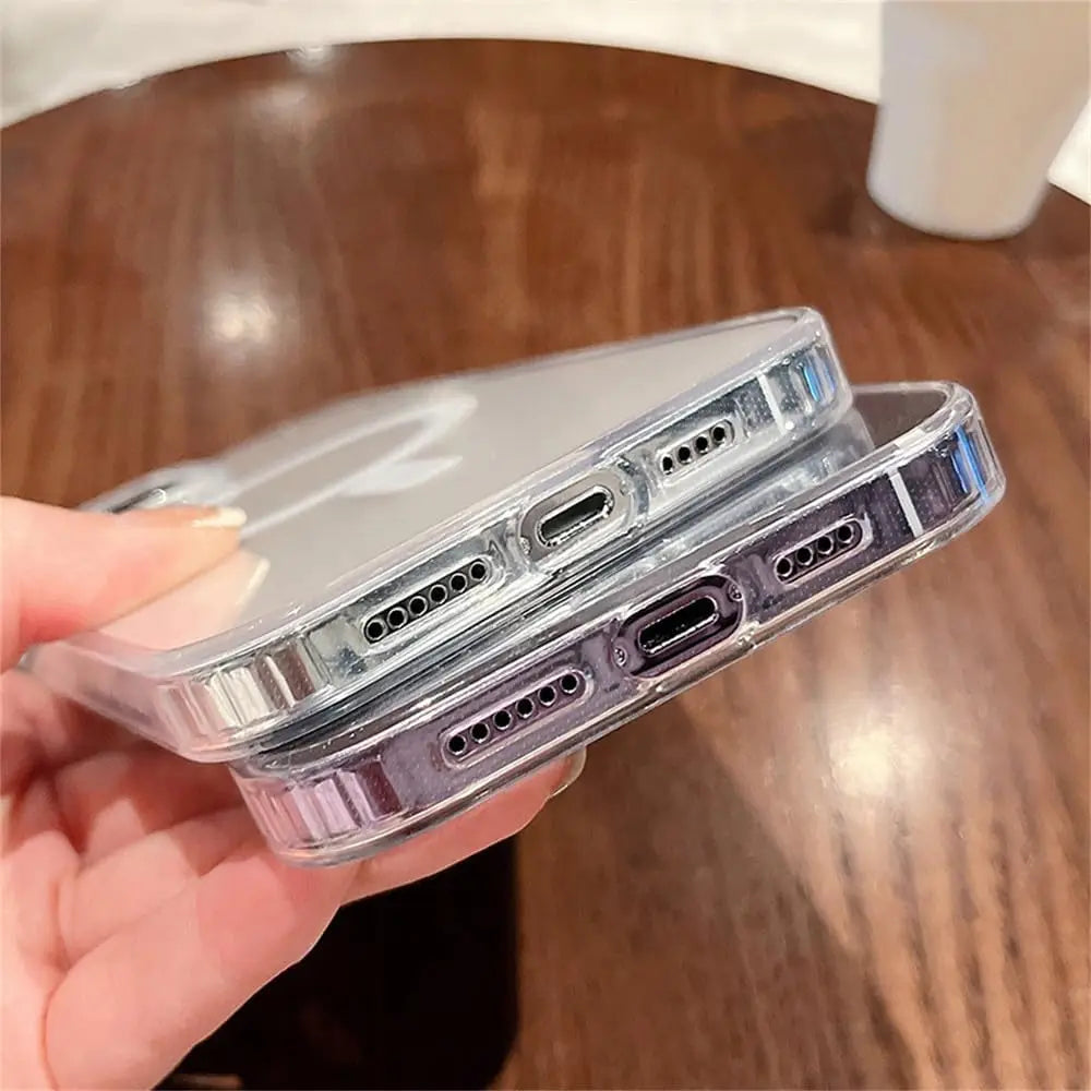 Transparent Magsafe Magnetic Case For iPhone 16 15 12 11 14 13 Pro Max Mini Plus Silicone Acrylic For Magsafe Cover Back Case