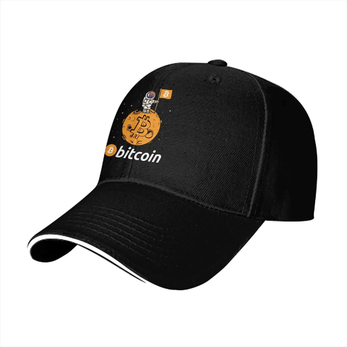 When Moon Space Astronaut Bitcoin Cap | Unisex Funny Crypto Baseball Hat with Sun Shade for Men & Women