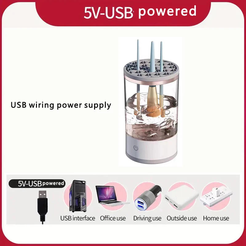 π USB Electric Makeup Brush Cleaner β Portable Quick Cleaning Machine with Rubber Brush Collars
