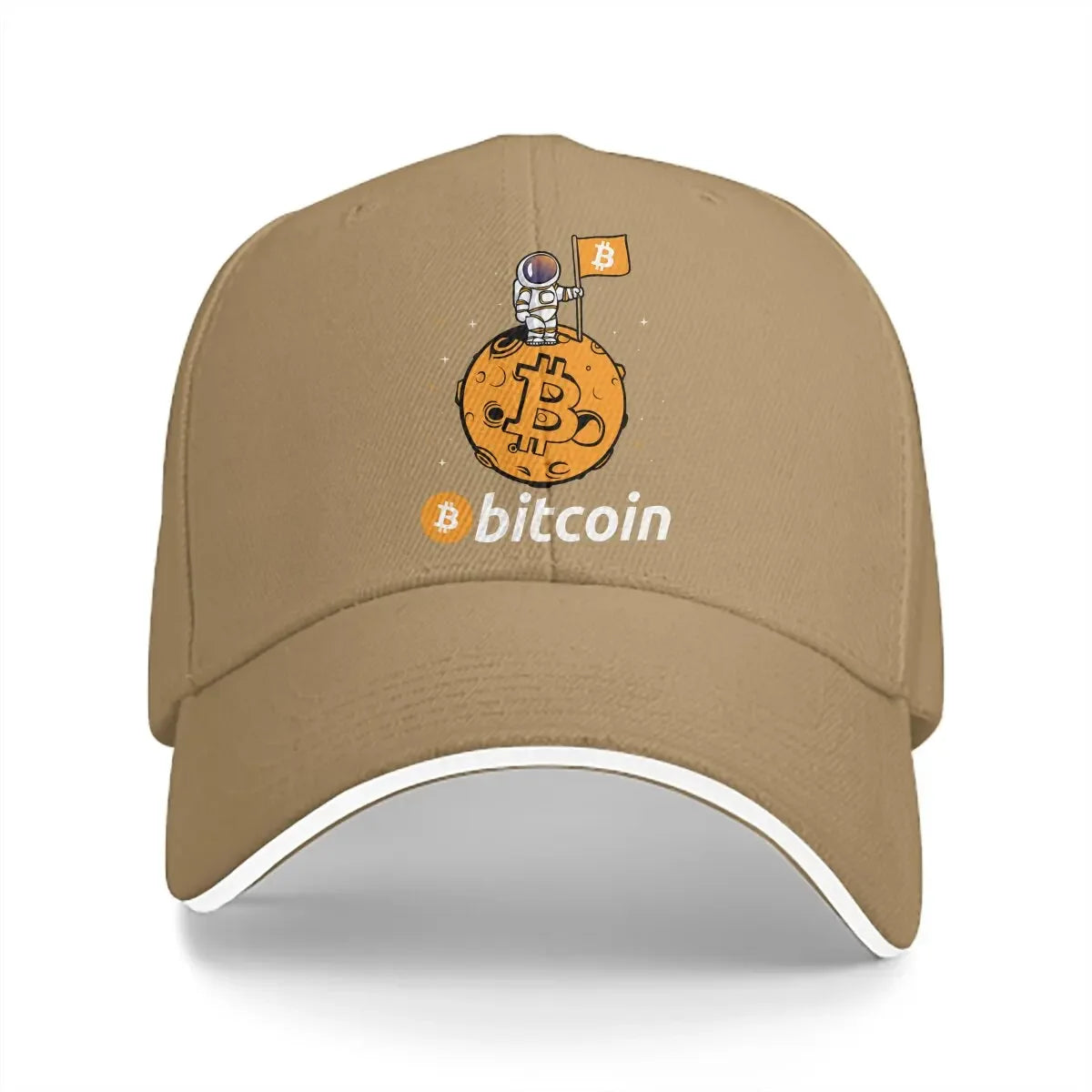 When Moon Space Astronaut Bitcoin Cap | Unisex Funny Crypto Baseball Hat with Sun Shade for Men & Women