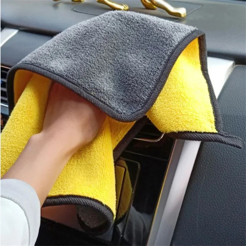 🚗 1/2/6PCS Microfiber Cleaning Towel 🔥 Car Detailing, Drying & Multi-Purpose Cloths | Yellow & Grey ⏳