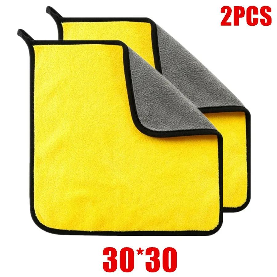 🚗 1/2/6PCS Microfiber Cleaning Towel 🔥 Car Detailing, Drying & Multi-Purpose Cloths | Yellow & Grey ⏳