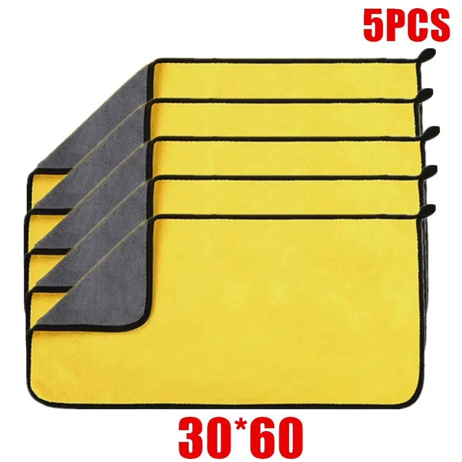 🚗 1/2/6PCS Microfiber Cleaning Towel 🔥 Car Detailing, Drying & Multi-Purpose Cloths | Yellow & Grey ⏳