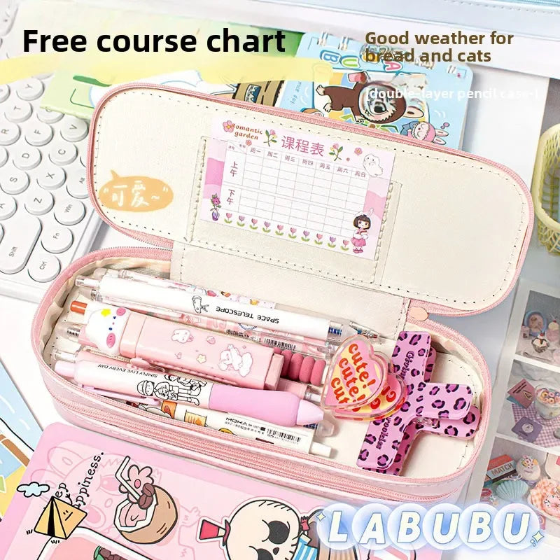 Large Capacity Student Storage Bag Stationery Daily Office Supplies Durable and Cute Gift Cartoon Pencil Bag