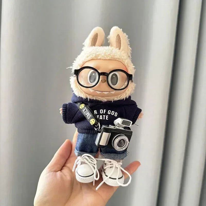17cm Labubu Idol Doll Hoodie Outfit | Cute Mini Plush Clothes – Kpop EXO Inspired Doll Accessories & Gifts