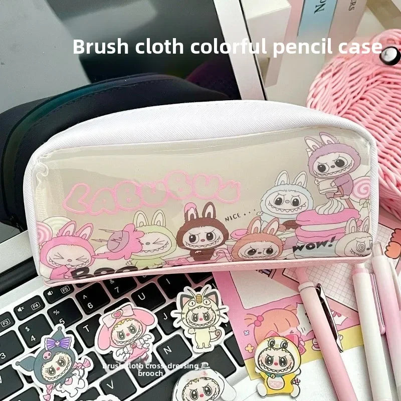 Hot Selling Pencil Case Transparent Cartoon Large Capacity Pencil Case Stationery Storage Bag School Supplies Beginner Gift