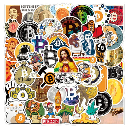 💰 10/30/50PCS Bitcoin BTC Stickers 🔥 Crypto Graffiti Decals for Luggage, Guitar, Skateboard & More ⏳ Waterproof Vinyl
