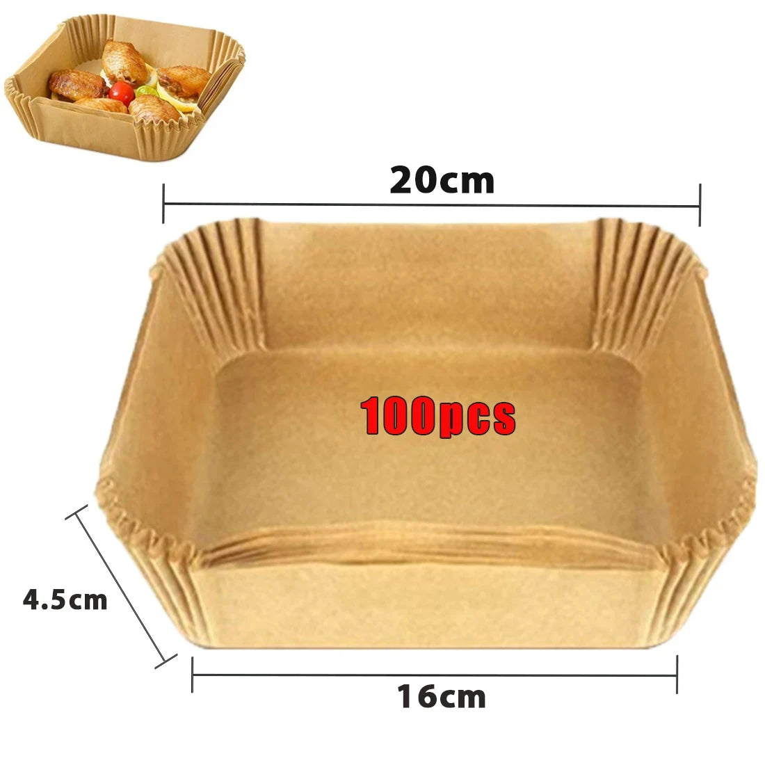 50Pcs Disposable Air Fryer Paper Oil Absorbing And Anti Oil Paper Tray Non Stick Baking Pad Large Toughness Square