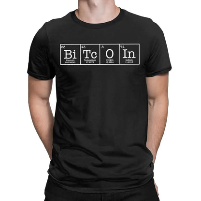 ⚡ Bitcoin Periodic Table Tee – Premium Cotton Crypto T-Shirt for Men | Short Sleeve Round Neck