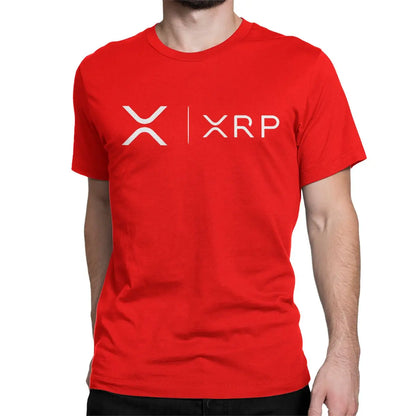 Men's Xrp Ripple Side By Side Bitcoin Crypto T Shirts Cryptocurrency Pure Cotton Clothing Short Sleeve O Neck Tees T-Shirt