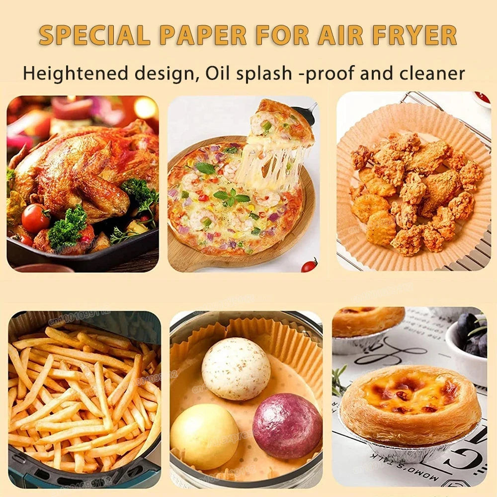 50Pcs Disposable Air Fryer Paper Oil Absorbing And Anti Oil Paper Tray Non Stick Baking Pad Large Toughness Square