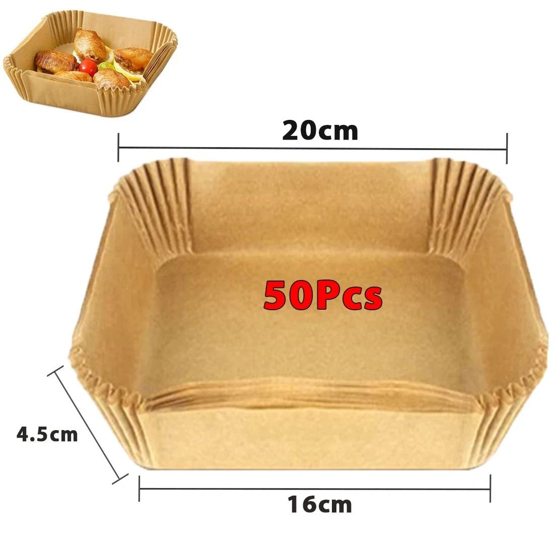 50Pcs Disposable Air Fryer Paper Oil Absorbing And Anti Oil Paper Tray Non Stick Baking Pad Large Toughness Square