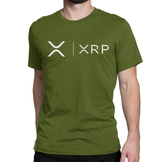 Men's Xrp Ripple Side By Side Bitcoin Crypto T Shirts Cryptocurrency Pure Cotton Clothing Short Sleeve O Neck Tees T-Shirt