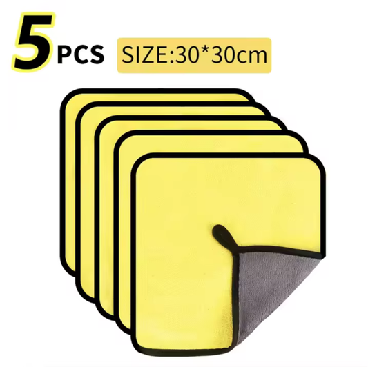 🚗 1/2/6PCS Microfiber Cleaning Towel 🔥 Car Detailing, Drying & Multi-Purpose Cloths | Yellow & Grey ⏳