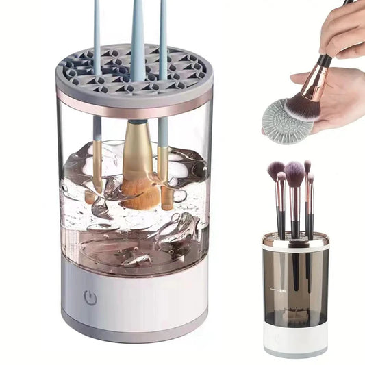 💄 USB Electric Makeup Brush Cleaner – Portable Quick Cleaning Machine with Rubber Brush Collars