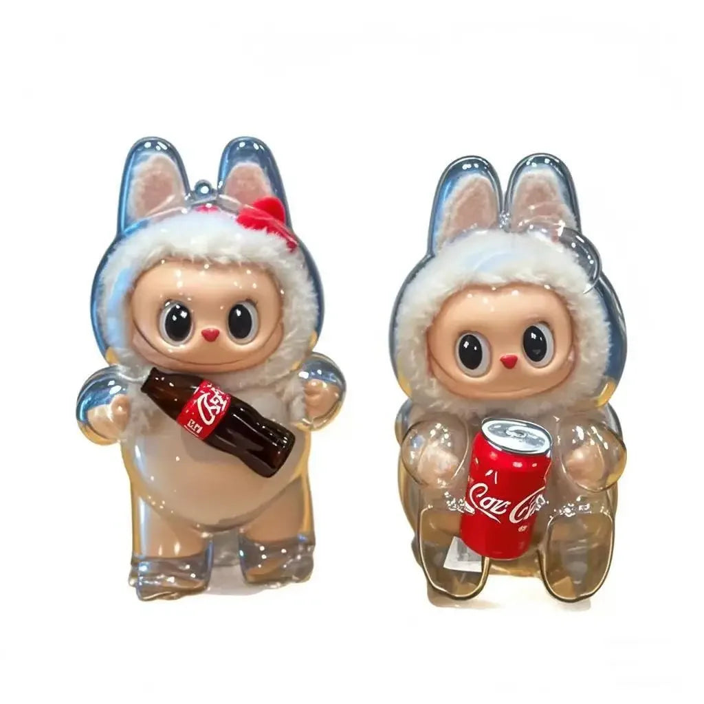 2025 LABUBU Clear Macaron Case Dust Case Popmart Bubble Mart Doll Accessories Elf Doll Cover Storage Box Christmas New Year Gift