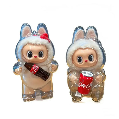 2025 LABUBU Clear Macaron Case Dust Case Popmart Bubble Mart Doll Accessories Elf Doll Cover Storage Box Christmas New Year Gift