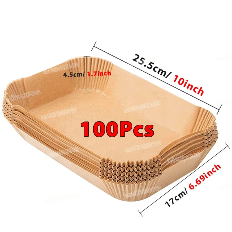 50Pcs Disposable Air Fryer Paper Oil Absorbing And Anti Oil Paper Tray Non Stick Baking Pad Large Toughness Square