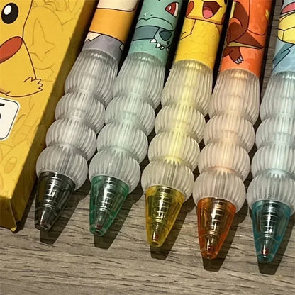 5pcs Pokemon Pen Set Pikachu Squirtle Charmander, Press Gel Pen Cute Anime School Office Supplies Stationery Gift for Kids