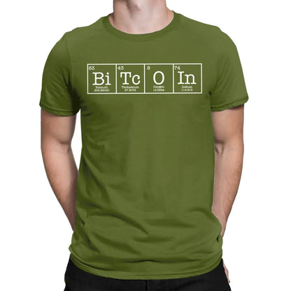 ⚡ Bitcoin Periodic Table Tee – Premium Cotton Crypto T-Shirt for Men | Short Sleeve Round Neck