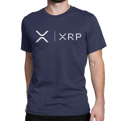 Men's Xrp Ripple Side By Side Bitcoin Crypto T Shirts Cryptocurrency Pure Cotton Clothing Short Sleeve O Neck Tees T-Shirt