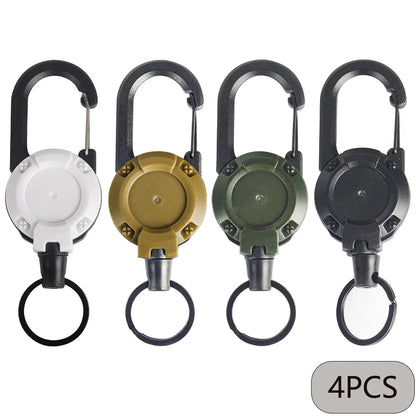 1/2/4pcs Extendable Retractable Holders Keychain Badge Reels Heavy Duty Clip With Carabiner Key Chain For Men Outdoor Bags