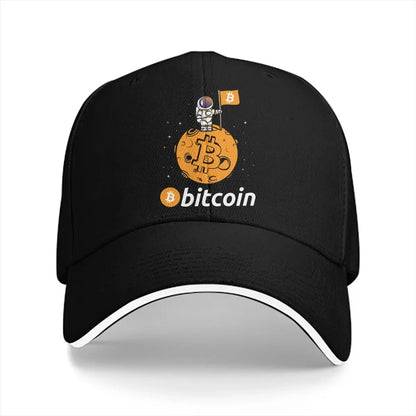 When Moon Space Astronaut Bitcoin Cap | Unisex Funny Crypto Baseball Hat with Sun Shade for Men & Women