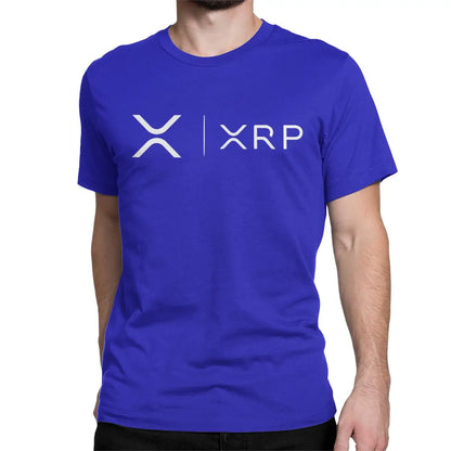 Men's Xrp Ripple Side By Side Bitcoin Crypto T Shirts Cryptocurrency Pure Cotton Clothing Short Sleeve O Neck Tees T-Shirt