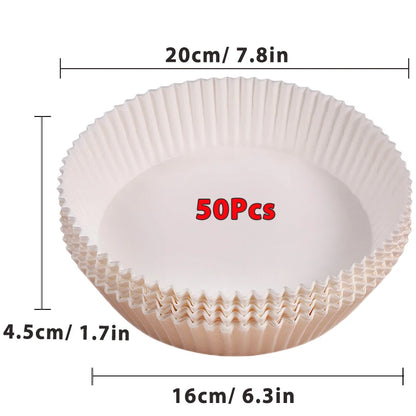 50Pcs Disposable Air Fryer Paper Oil Absorbing And Anti Oil Paper Tray Non Stick Baking Pad Large Toughness Square