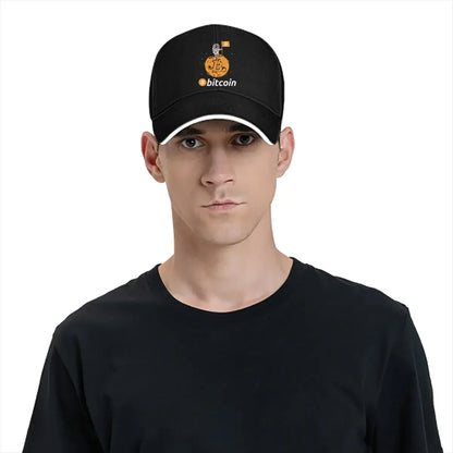 When Moon Space Astronaut Bitcoin Cap | Unisex Funny Crypto Baseball Hat with Sun Shade for Men & Women