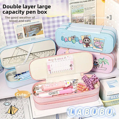 Large Capacity Student Storage Bag Stationery Daily Office Supplies Durable and Cute Gift Cartoon Pencil Bag